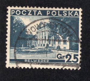 Poland 1935 25g myrtle green Palace, Scott 298 used, value = 30c