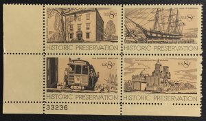 US #1440-1443 MNH Plate Block of 4 Historic Preservation SCV $1.00 L24