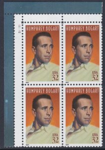 3152 Humphrey Bogart Plate Block MNH