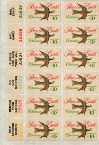 1974 U.S. Scott 1552 Christmas Peace on Earth Precancel Plt No. Blk of 12 MNH  