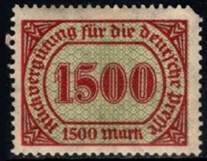 Vintage Germany Revenue 1,500 Marks Compensation for the German Press MNH