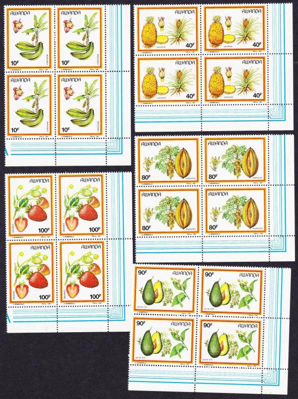 Rwanda Bananas Pineapple Papaya Avocado Strawberries Fruits 5v Bottom Right