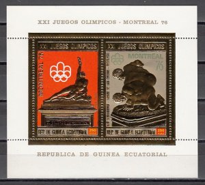 Equatorial Guinea, Mi cat. 795-796, BL213 A. Olympics Gold Foil s/sheet.^