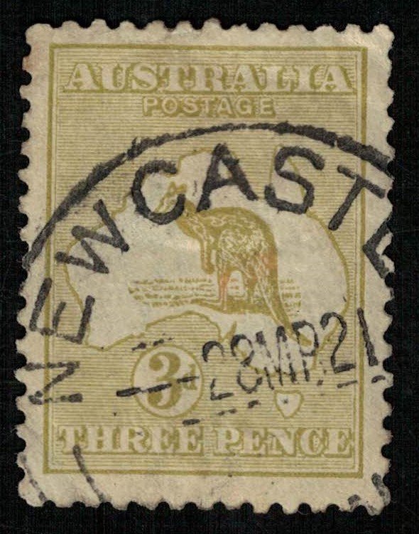 1913, Kangaroo, Australia, 3d, olive (T-9403)