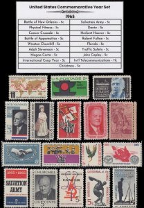 1965 Complete Mint Set of Vintage Commemorative Stamps