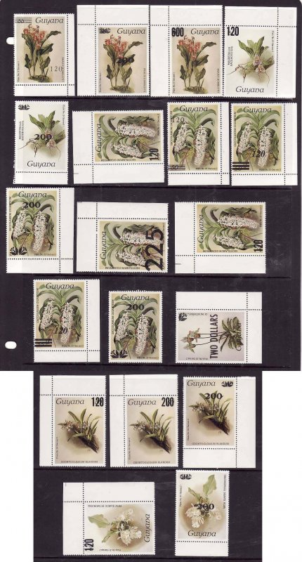 Guyana-Sc#1531-49 - id9-unused NH set-Flowers-Orchids-1987-9-