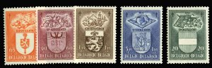 Belgium #B442-446 Cat$31.85, 1947 Anti-Tuberculosis, complete set, never hinged