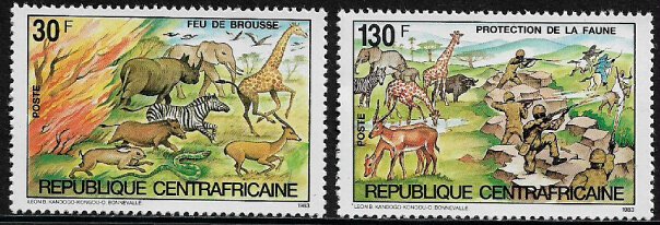 Central Africa #631-2 MNH Set - Wildlife Protection