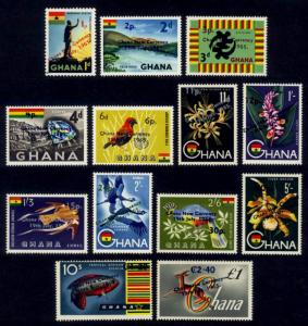 Ghana Sc# 216-26, C7-8 MNH New Currency Overprints