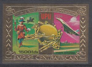 XG-Z302 CENTRAL AFRICAN - Upu, 1974 Centenary Gold Foil Aviation Imperf. MNH Set