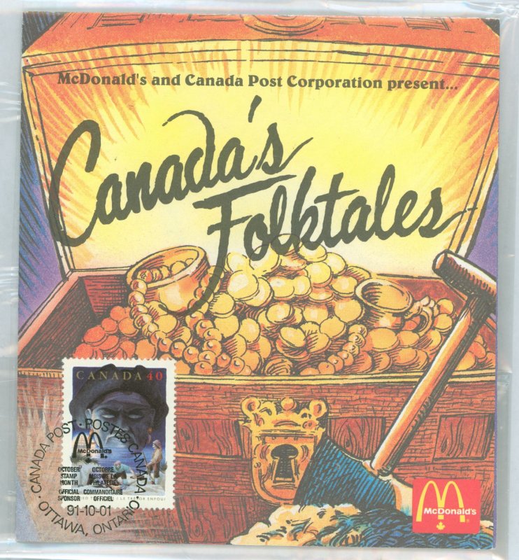 Canada 1337 1991 Folktales, corporate sponsor, maps games - McDonald's foldout activity buried treasure