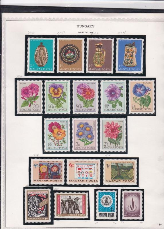 hungary issues of 1968-73 flowers & antiques etc stamps page ref 18312