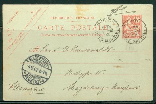 France H & G # 62, pse postal card, used, issued 1902