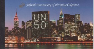 UN 50th Anniversary Booklets, NY 670, Geneva 275 & Vienna 316. CV $38.00