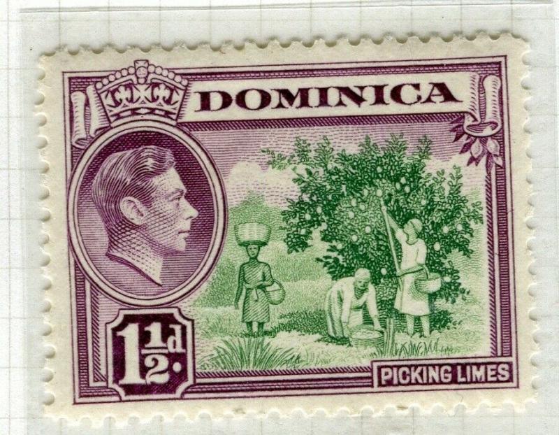 DOMINICA; 1938 early GVI issue fine Mint hinged 1.5d. value