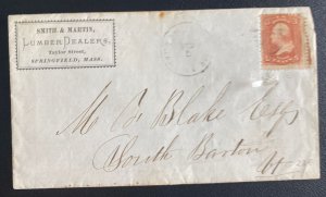1865 Springfield MA USA Advertising Cover Lumber Dealers