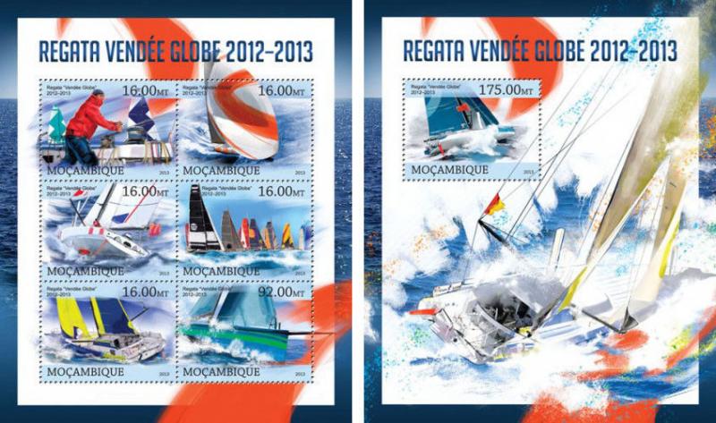 Regatta Vendee Sports Ships Boats Schiffe Sea Transport Mozambique MNH stamp set