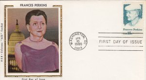 USA 1980 FDC Sc 1821 15c Frances Perkins R & R Colorano Silk Cachet