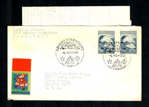 CO2z Greenland - USA 1968 cover  letter & Seal Sondre Stromfjord Marine Wildlife