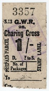 (I.B) Great Western Railway : Prepaid Parcel 1/- (Charing Cross)