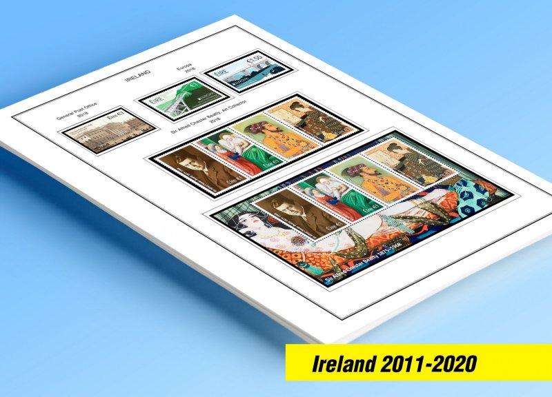 COLOR PRINTED IRELAND 2011-2020 STAMP ALBUM PAGES (60 illustrated pages)