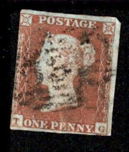 Great Britain #3 Penny Red Imperf Used Lettered TG USD16.00