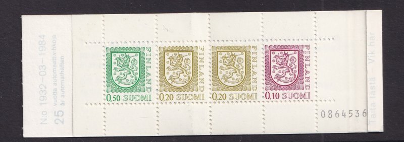 Finland  #555c  MNH 1984  Arms  booklet  1 x 10p  2 x 20p ,  1 x 30p