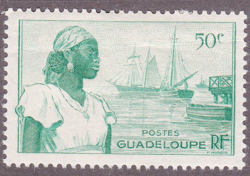 Guadeloupe 191 Basse-Terre Harbor and Woman 1947