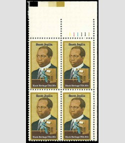 U.S.# 2044 Scott Joplin 20c Plate Block  of 4, MNH.