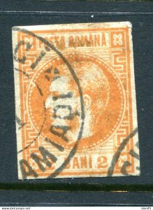 Romania 1868 Sc 33 Used Imperf 2b orange 15116