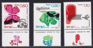 Israel # 580-582, Butterfly, Fish, Ear & Pollution, NH Tab Set, 1/2 Cat.