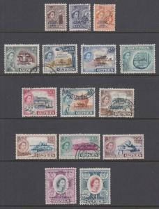 Cyprus Sc 183-197 used. 1960 Republic of Cyprus ovpts on QEII definitives, cplt