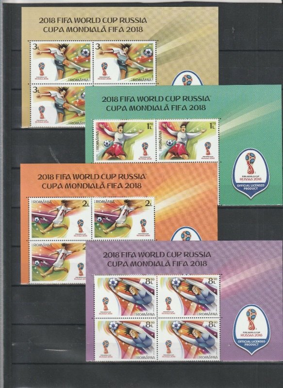 2018 ROMANIA STAMPS RUSSIA WORLD CUP FOOTBALL PART SHEETS MNH