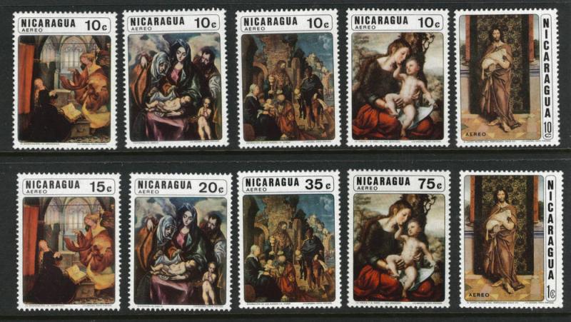 Nicaragua Scott C737-C746 MNH** Christmas Art set