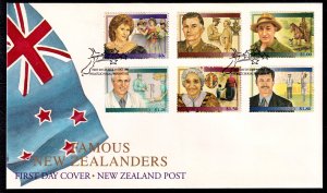 New Zealand 1995 Famous New Zealanders First Day Cover FDC SC 1314-1319