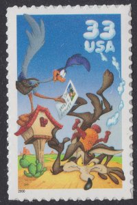 US 3391a Looney Tunes Road Runner Wile E Coyote 33c single (1 stamp) MNH 2000