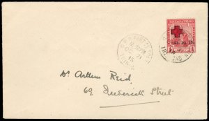 Trinidad and Tobago #B2, 1915 Red Cross, used on local cover, some wear on re...