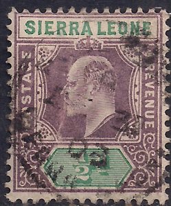 Sierra leone 1903 KEV11 1/2d Green & Purple used SG 73 ( M53 ) 