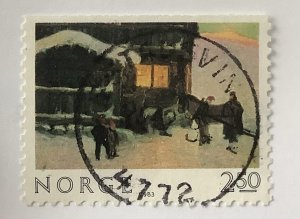 Norway 1983 Scott 832 used - 2.50k,  Christmas, The Guest Arrive by G. Wentzel