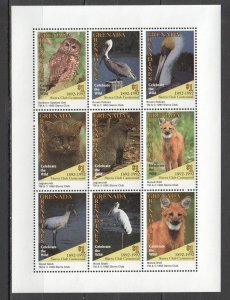 L0136 1995 Grenada Grenadines Fauna Animals Birds Owls Celebrate Wild Kb Mnh