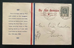 1930 Lautoka Fiji First Flight Early Airmail Cover To Suva