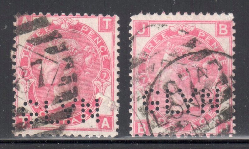 Great Brittain #49 Used  Perfins x 2 ---  C$130,00 - Nice  cancel