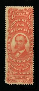 OUTSTANDING SCOTT #RS116a PRIVATE DIE MEDICINE JOHN F HENRY ON OLD PAPER #14567