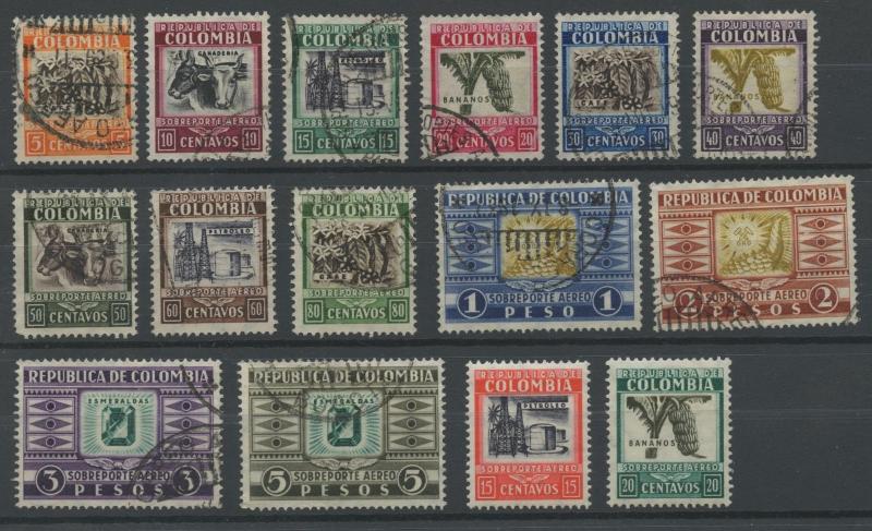 Colombia 1932-1939 Used Airmail Stamps | Scott #C96-C110 | Industry, Coffee