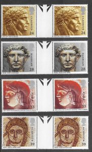 Great Britain # 1502-05  Roman Britain GUTTER PAIRS   (4) Mint NH