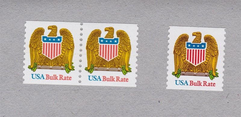 Triple 10c E & S WA Shiny Gum Eagle & Shield Bulk Rate Tagged Error US 2603b MNH