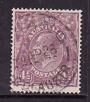 Australia-Sc#35- id7-used 4&1/2p violet KGV-dated 4 AP 1928-