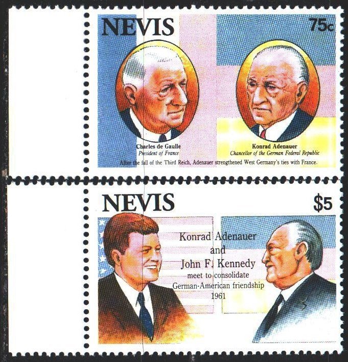 Nevis. 1993. 716-17. Kennedy, President of the United States, Adenauer. MNH.