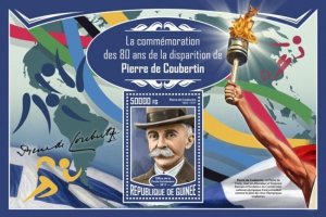 Guinea - 2017 Pierre de Coubertin - Stamp Souvenir Sheet - GU17303b