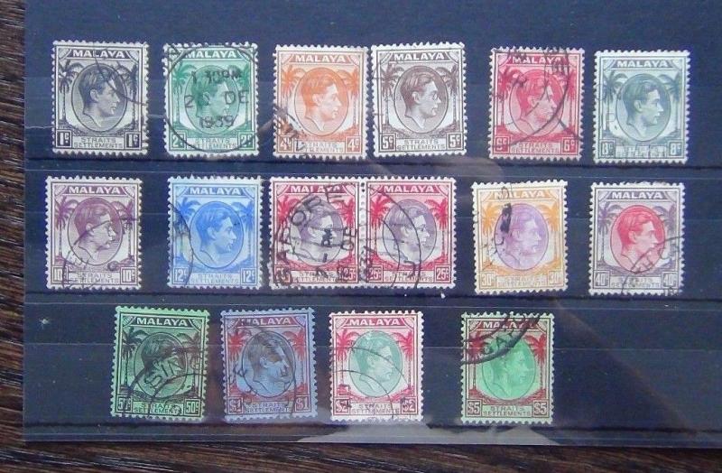 Straits Settlements 1937 - 41 values to $5 Used